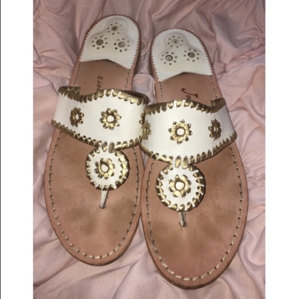 Jack Rogers Nantucket gold size 8 white/gold